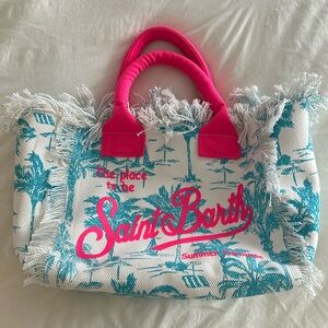 MC2 Saint Barth Tropical Print Tote with Pink Accents